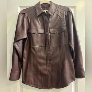 Rebecca Taylor Vegan Leather Shirt Jacket